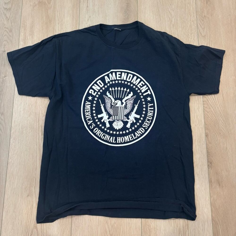 Second Amendment Men’s Black Graphic T-Shirt USA Patriotic Guns Large